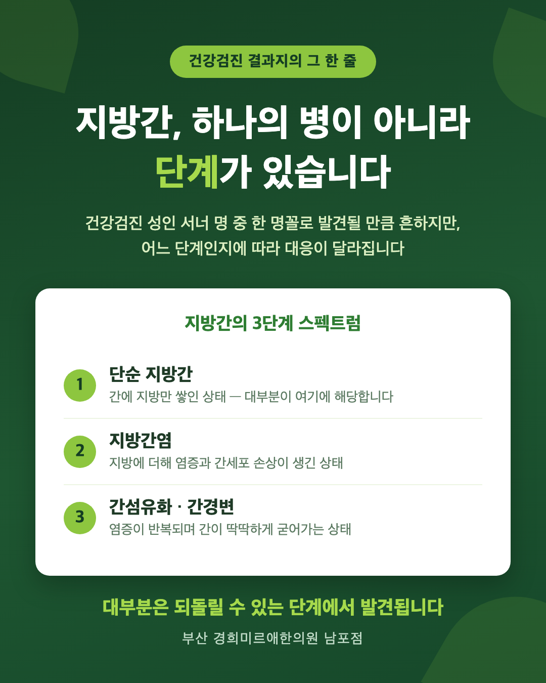 건강검진에서 '지방간 소견' — 결과지의 그 한 줄, 어떻게 관리할까요?