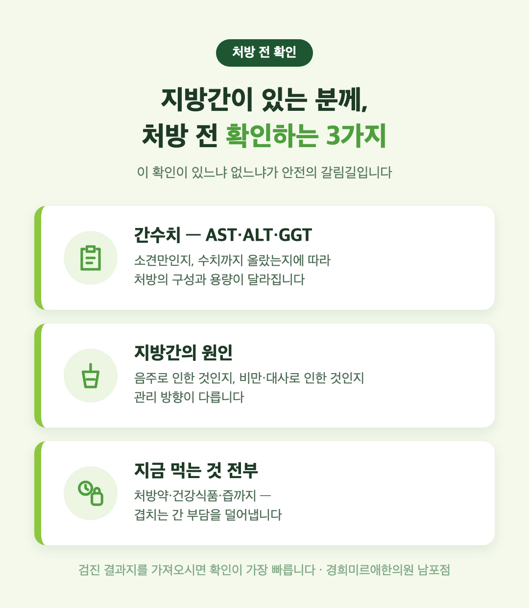 지방간이 있을 때 한약 처방 전 확인 3가지 인포그래픽