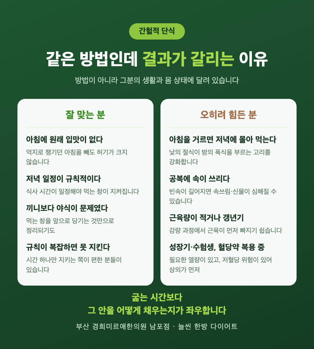 간헐적 단식이 잘 맞는 분과 오히려 힘든 분 비교