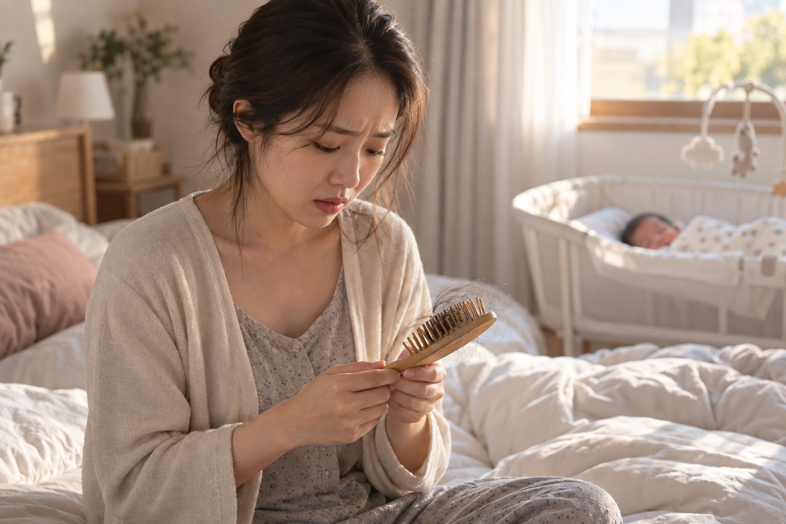 출산 뒤 머리카락이 한 움큼씩 빠진다면 — 산후 탈모, 언제까지 기다리고 언제 원인을 찾아야 하는지 이렇게 가립니다