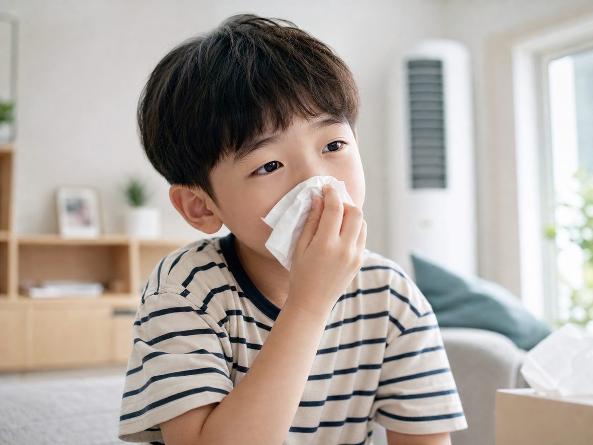 여름 냉방 아래 콧물 흘리는 아이 — 부산 경희미르애한의원 소아 여름 비염 감기 이야기